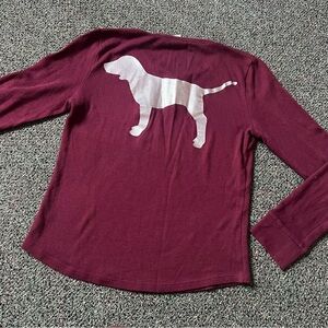 VICTORIA’S SECRET PINK Vintage 60% Cotton Loungewear Long-Sleeve Waffle Knit Top